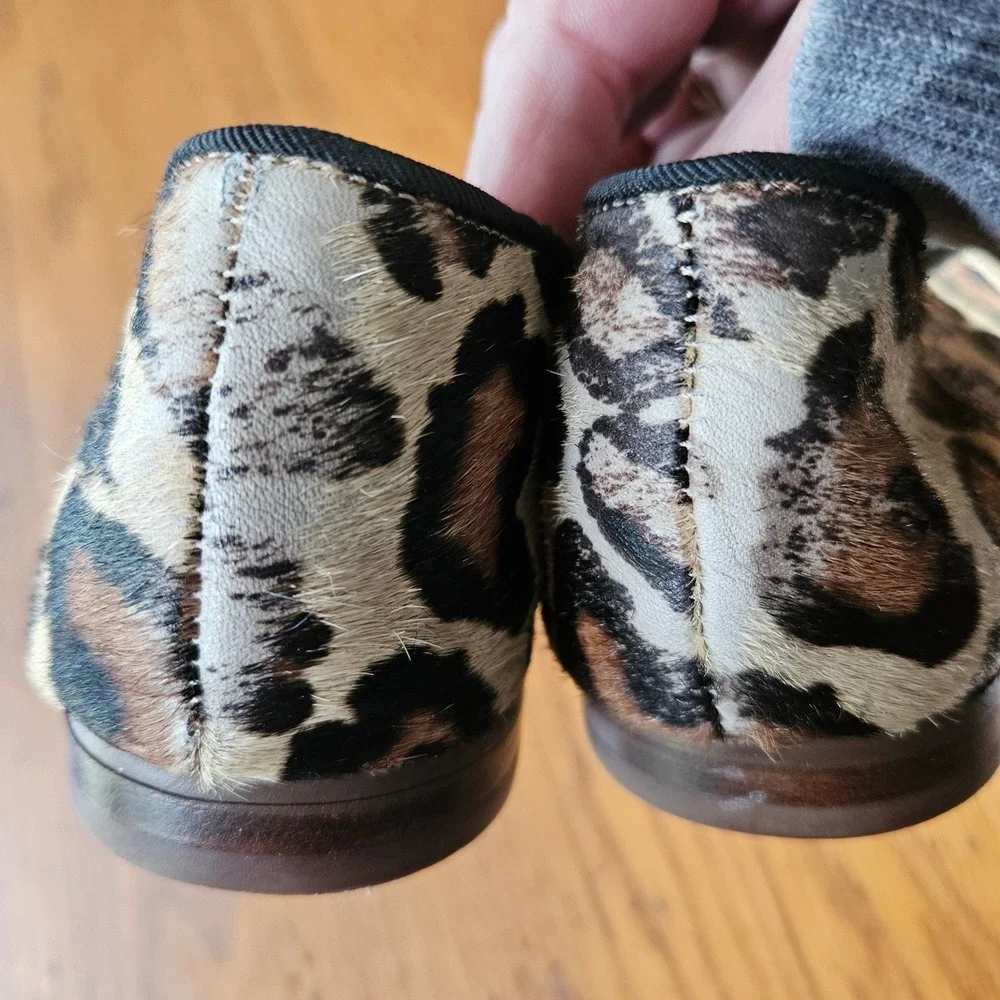Sam Edelman Alvin Leopard Print Calf Hair Loafers Flats Womens‎ 7M Tan Black
